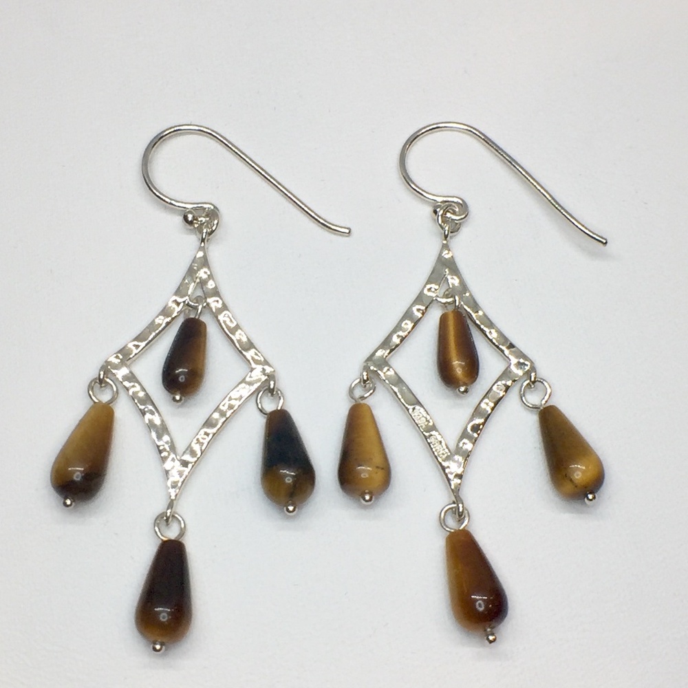 Sterling Silver & Tigers Eye Chandelier Earrings